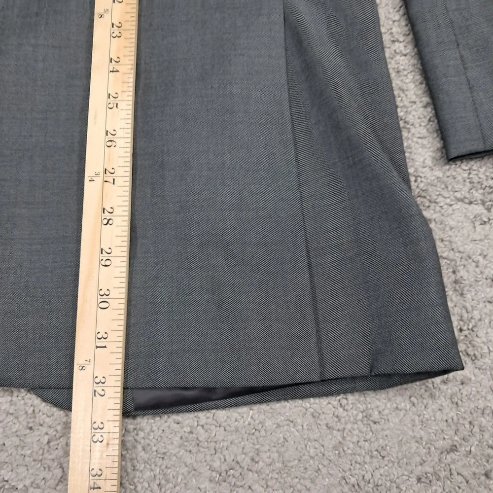 Jones New York Mens 3 Piece Suit 40L Grey‎ 100% Worsted Wool Blazer Vest Pant